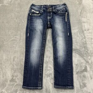 Vigoss Jeans Womens 25x21 Blue Capri The Dublin Medium Wash Denim Pockets Logo